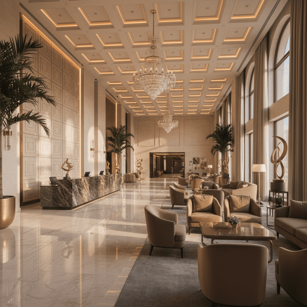 Premium hotel interior imagery for cinematic film